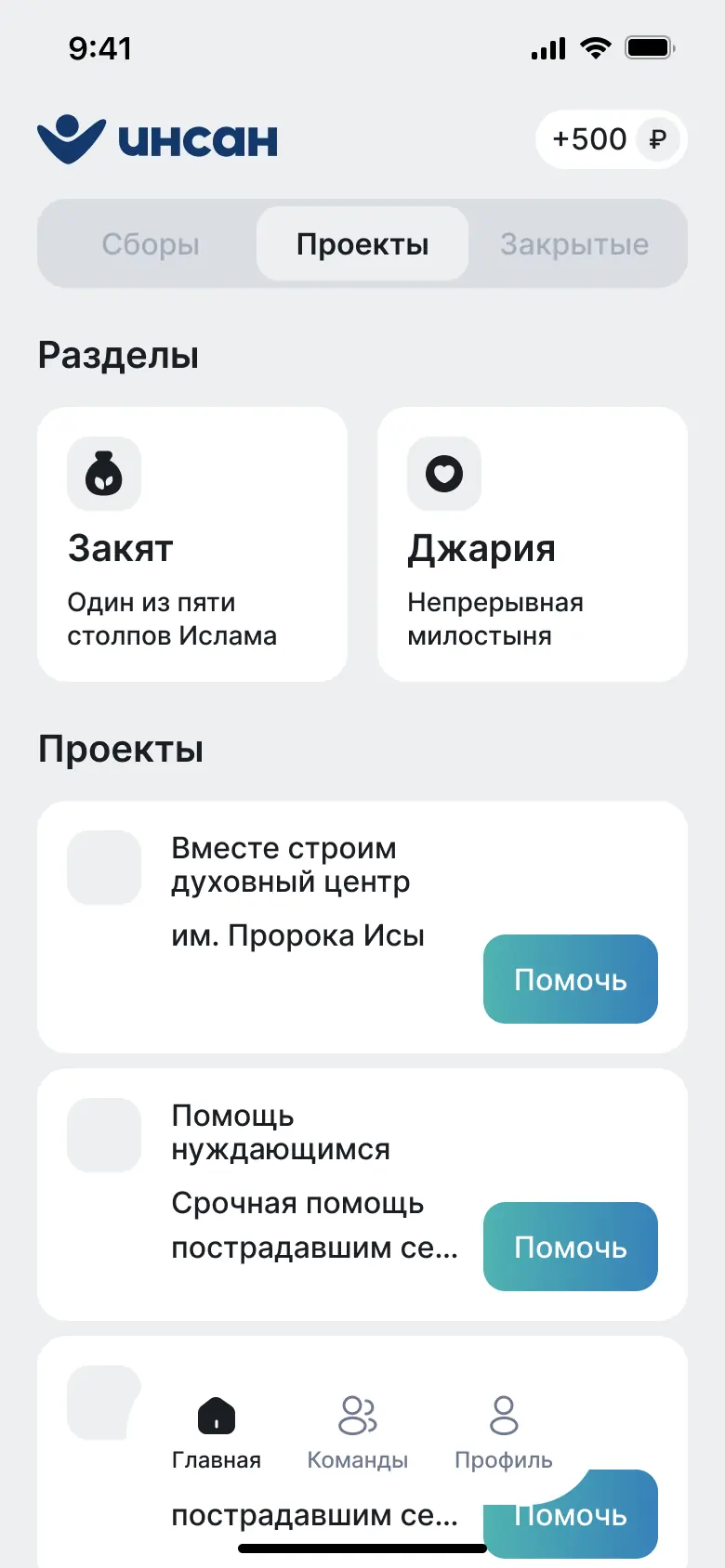 Экран 1 проекта Инсан